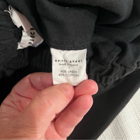Apiece Apart Wide Leg Linen & Cotton Elastic Waist Cropped Pants Black Size 6 - Picture 11 of 13